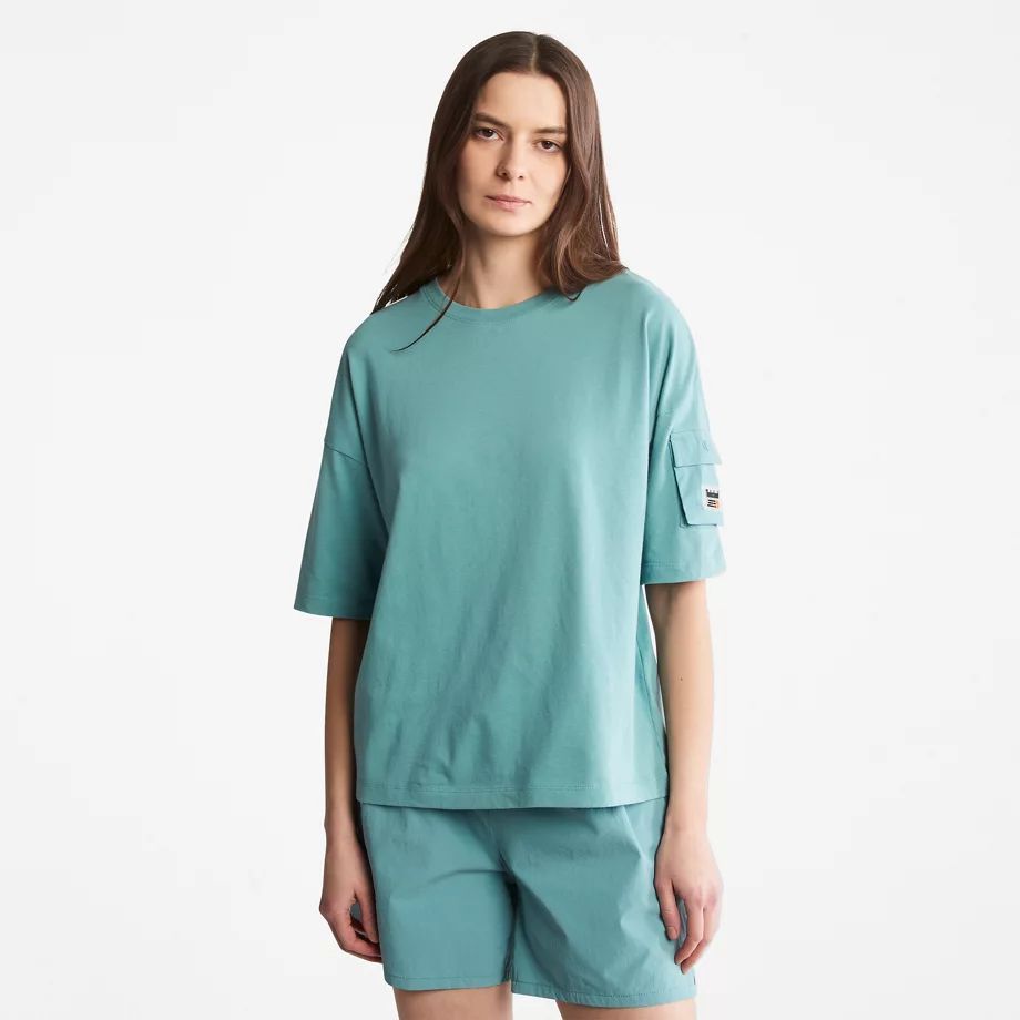 Progressive Utility Pocket T-shirt For Women In Teal Teal, Size XL