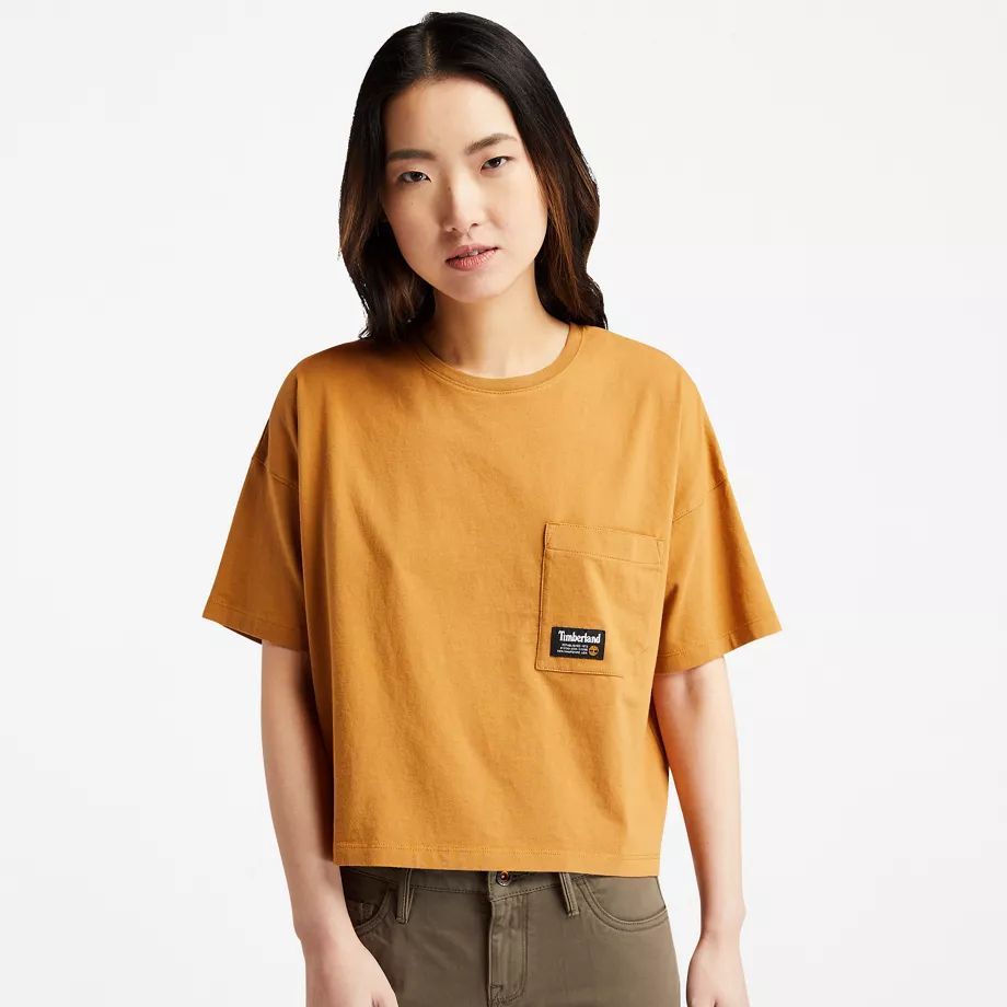 Progressive Utility Pocket T-shirt For Women In Dark Yellow Dark Yellow, Size XXL