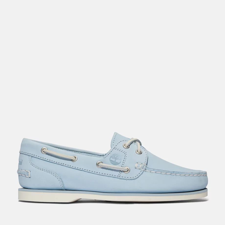 Classic Leather Boat Shoe For Women In Light Blue Light Blue, Size 7
