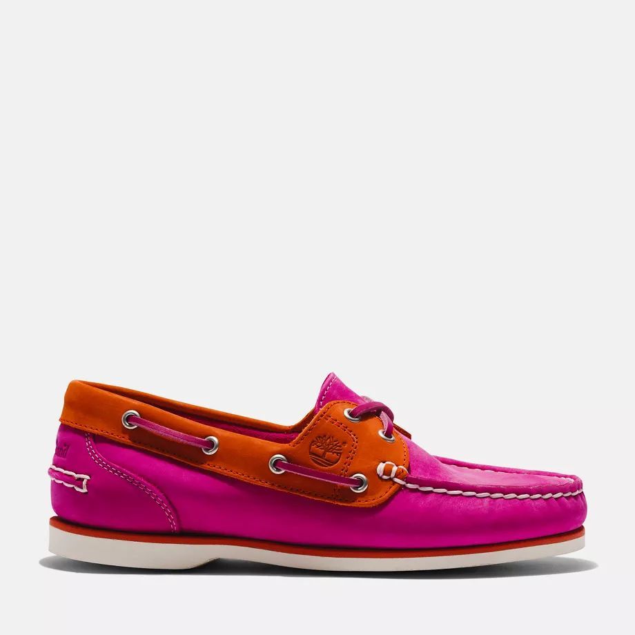 Classic Leather Boat Shoe For Women In Pink Pink, Size 4