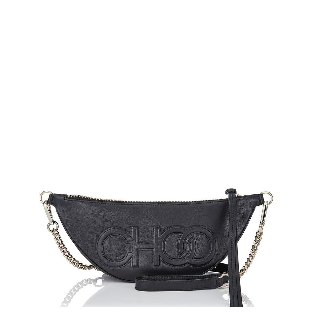 FAYE Black Nappa Leather Belt Bag with Embossed Choo Logo
