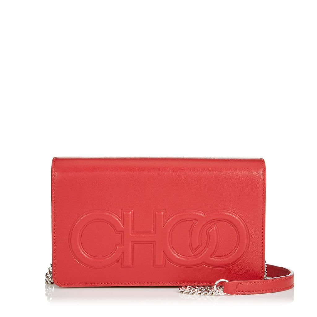 SONIA Red Nappa Leather Day Bag with Chain Strap