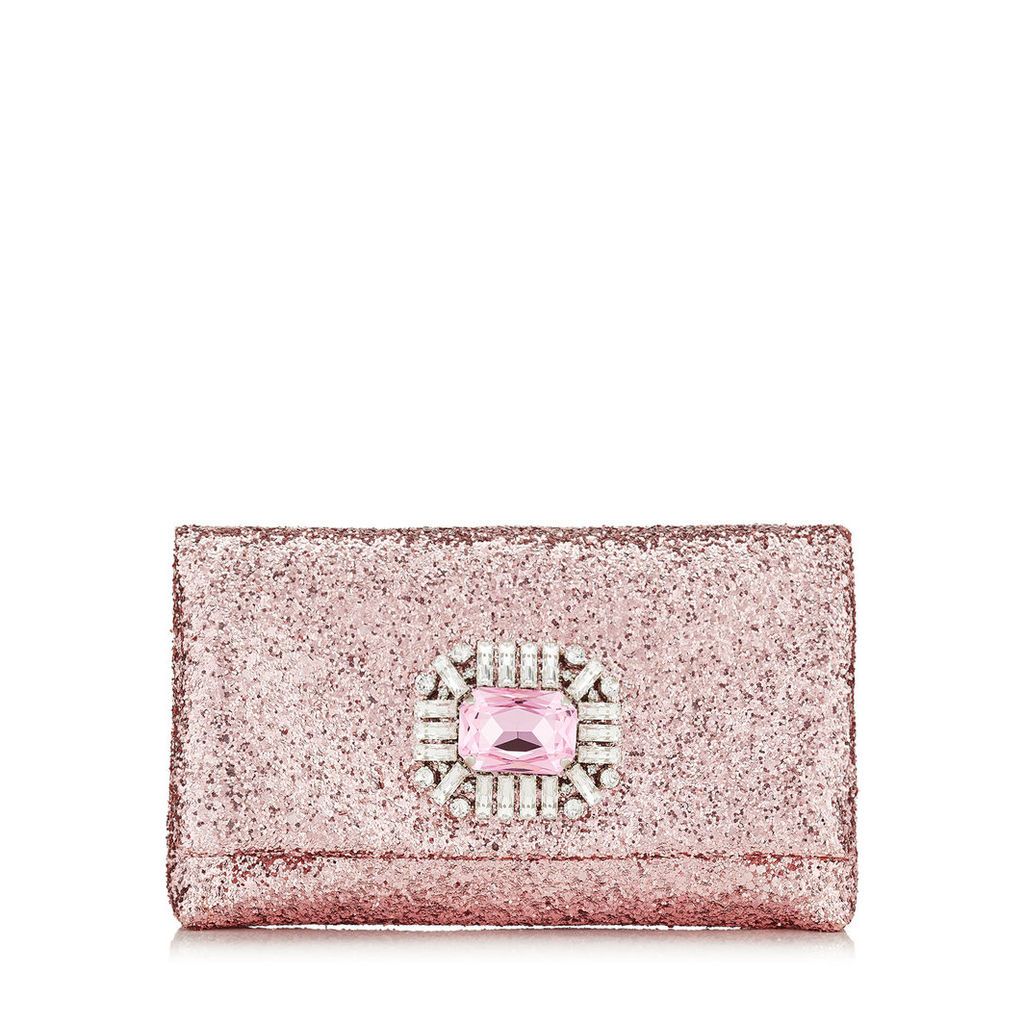 TITANIA Candyfloss Galactica Glitter Fabric Clutch Bag with Jewelled Centre Piece