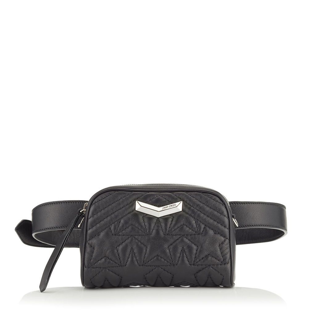 HELIA CAMERA BAG Black and Silver Star Matelassé Nappa Leather Camera Bag with Embossed Stars
