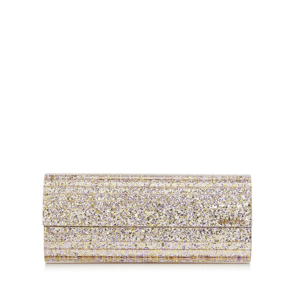 SWEETIE Platinum Mix Painted Coarse Glitter Acrylic Clutch Bag with Gold Chain Strap