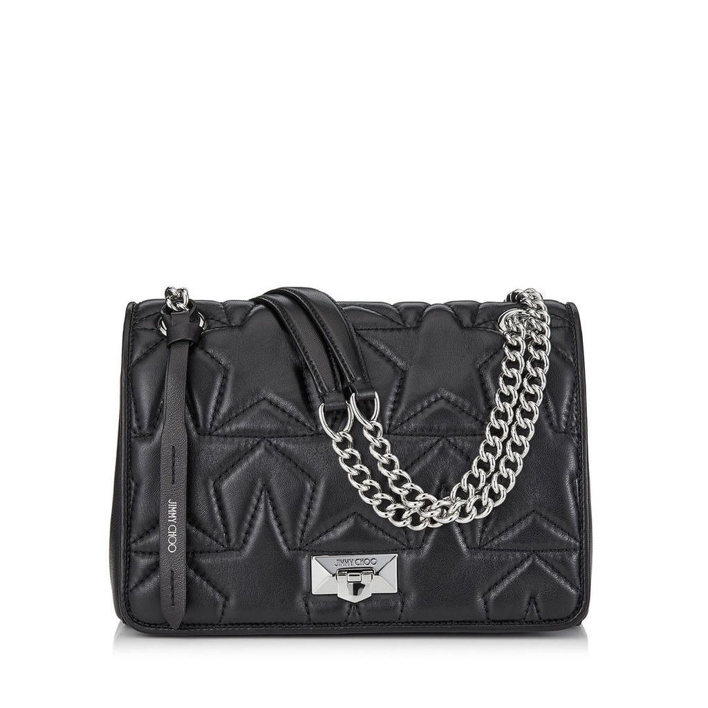 HELIA SHOULDER BAG Black Nappa and Silver Shoulder Bag with Chain Strap