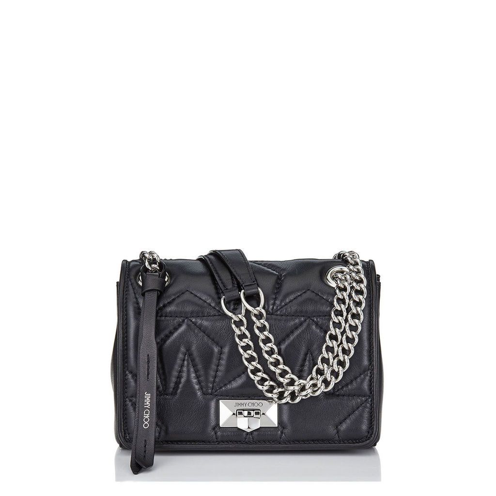 HELIA SHOULDER BAG/S Black and Silver Star Matelassé Nappa Shoulder Bag with Chain Strap