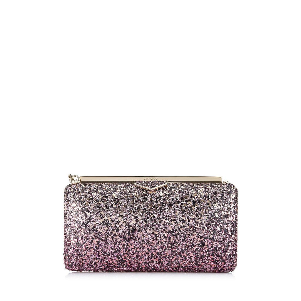 ELLIPSE Candyfloss and White Sand Party Coarse Glitter Dégradé Fabric Clutch Bag