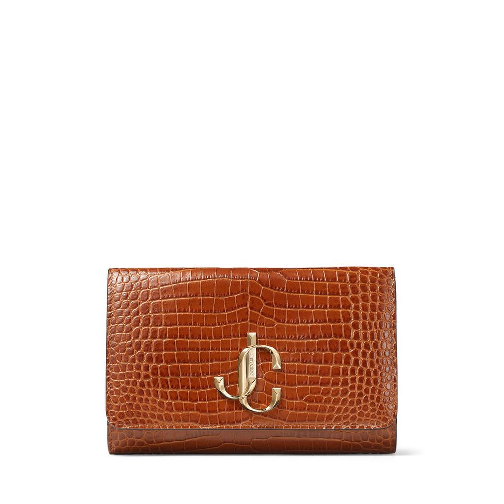 VARENNE CLUTCH Cuoio Croc Embossed Leather Clutch Bag with JC logo