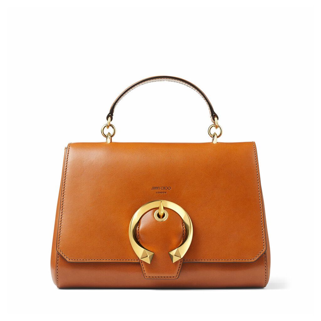 MADELINE TOPHANDLE Cuoio Calf Leather Top Handle Bag with Metal Buckle
