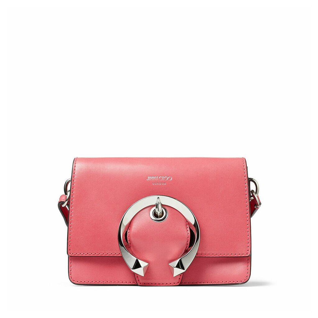 MADELINE SHOULDER/S Bubblegum-Pink Calf Leather Shoulder Bag with Metal Buckle