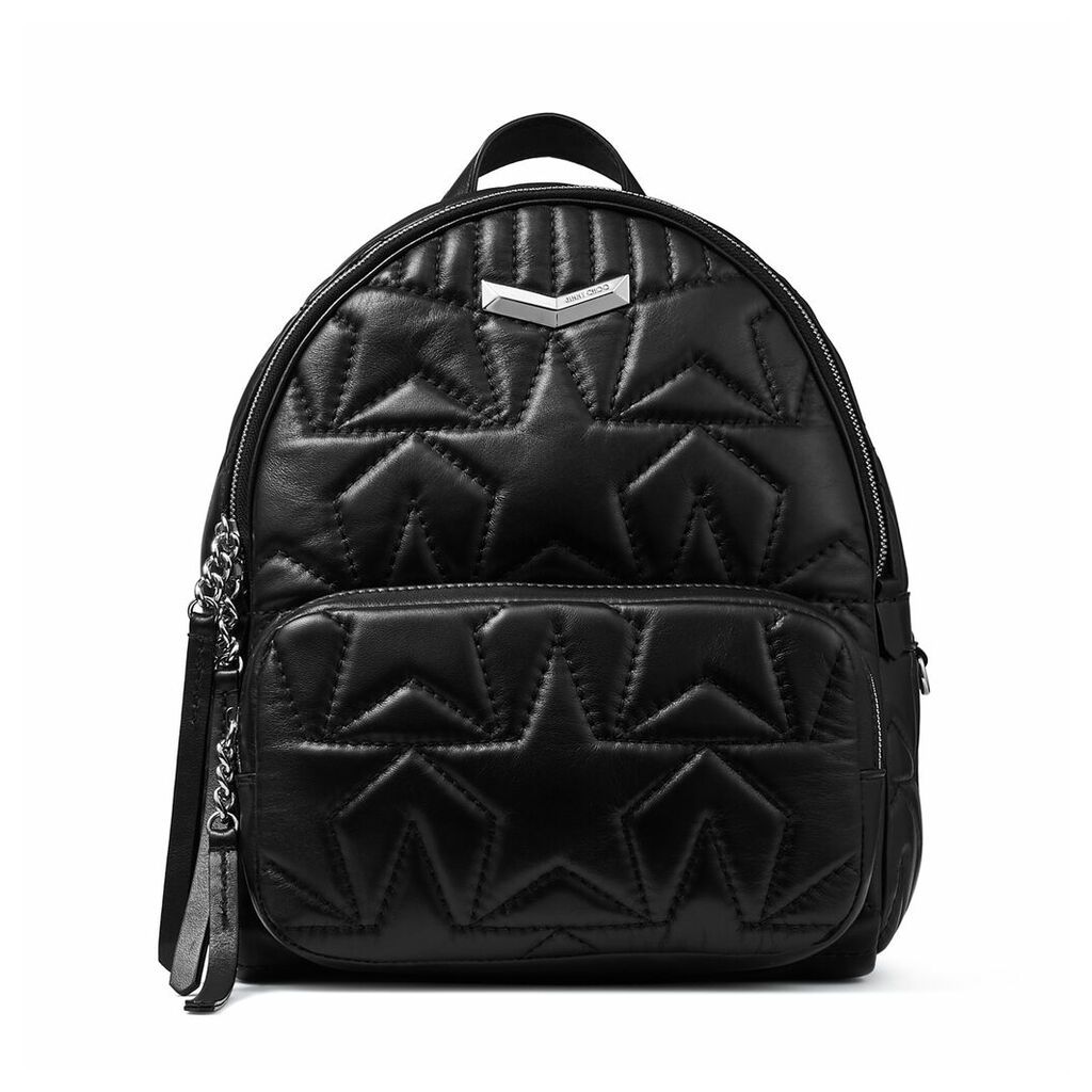 HELIA BACKPACK Black Embossed Star Matelassé Nappa Leather Backpack