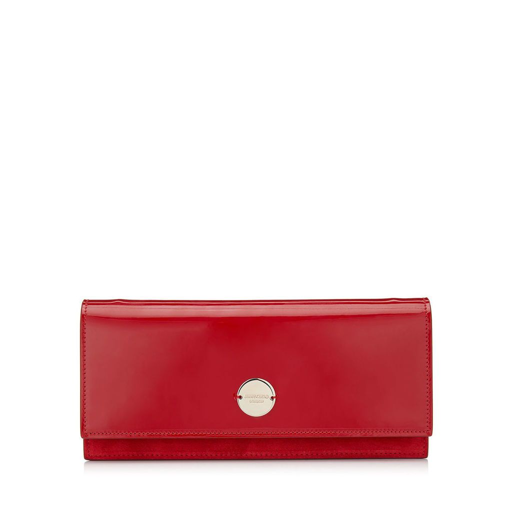 FIE Pochette en cuir verni et daim rouge