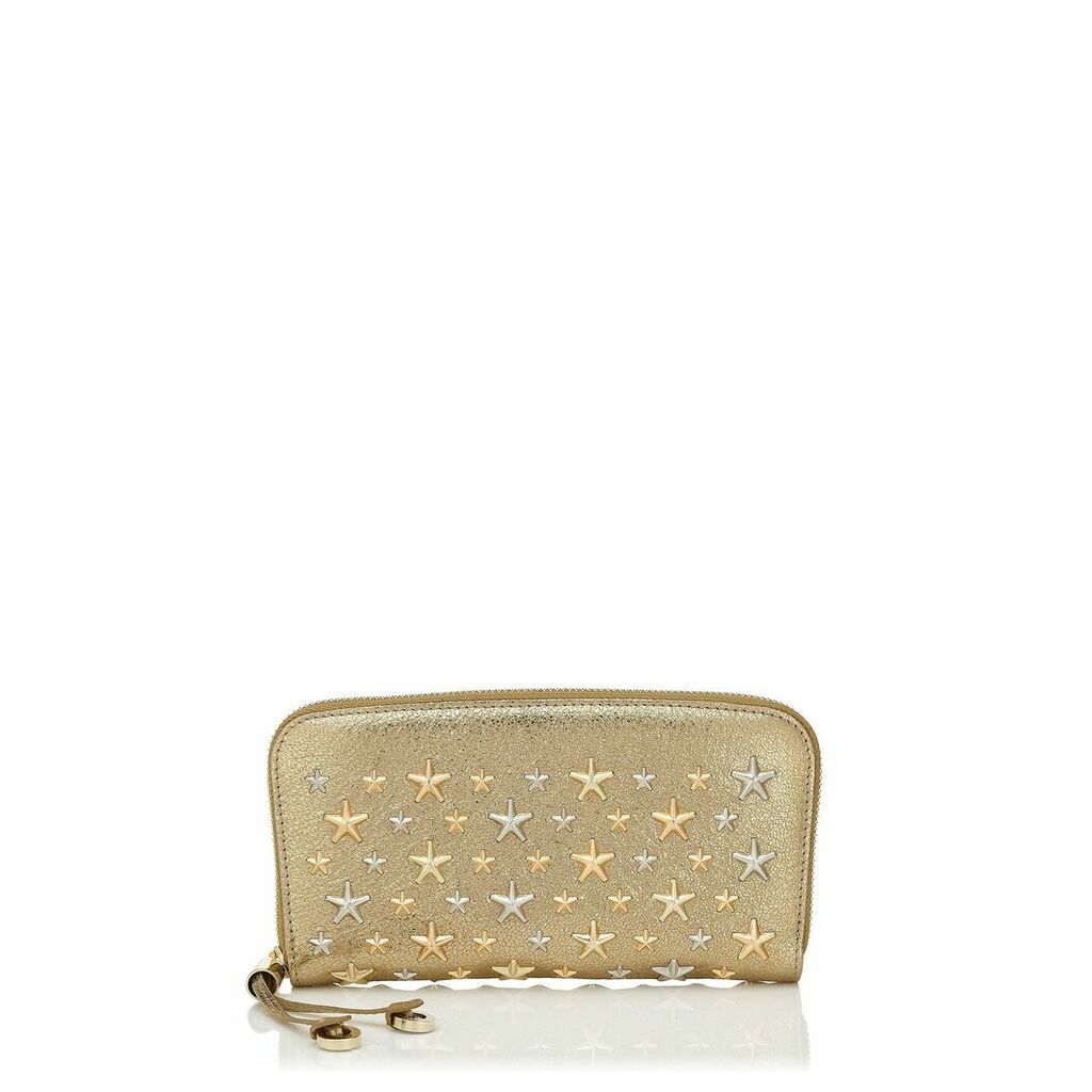 FILIPA Brieftasche aus goldenem Glitzerleder mit metallischen Sternen in Rose Gold