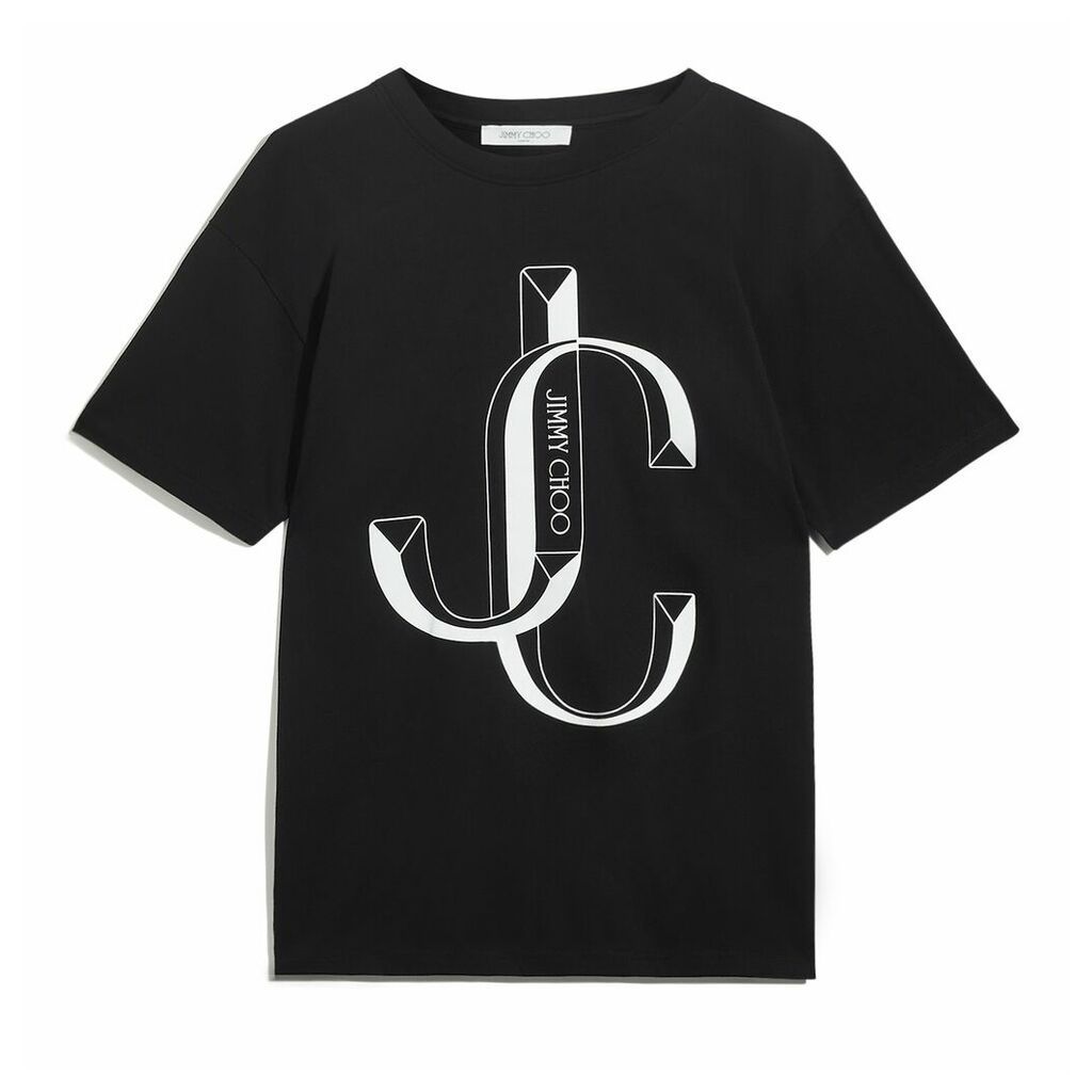 JC-TEE Oversize T-Shirt aus schwarzer Baumwolle mit JC Logo