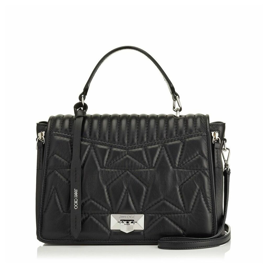 HELIA TOPHANDLE Handtasche aus schwarzem Matelassé-Nappaleder mit Stern-Design