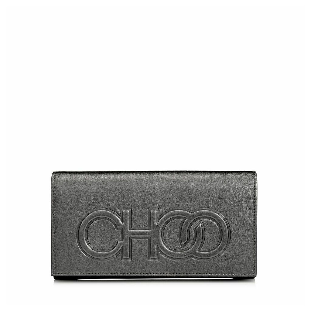 SANTINI Mini-Tasche aus anthrazitfarbenem Nappaleder mit Metallic-Optik