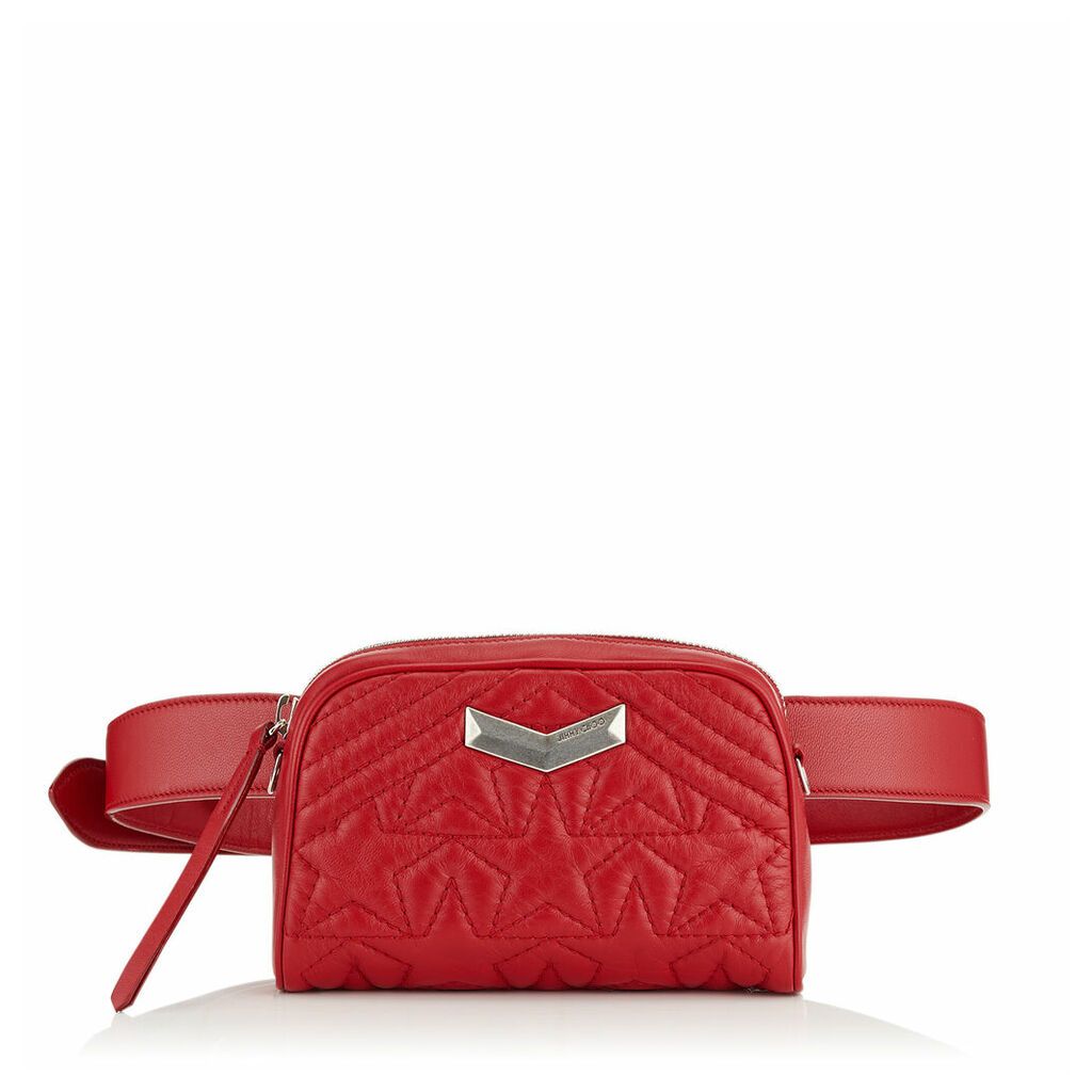 HELIA CAMERA BAG Kameratasche aus Matelassé-Nappaleder in Rot mit geprägtem Stern-Design