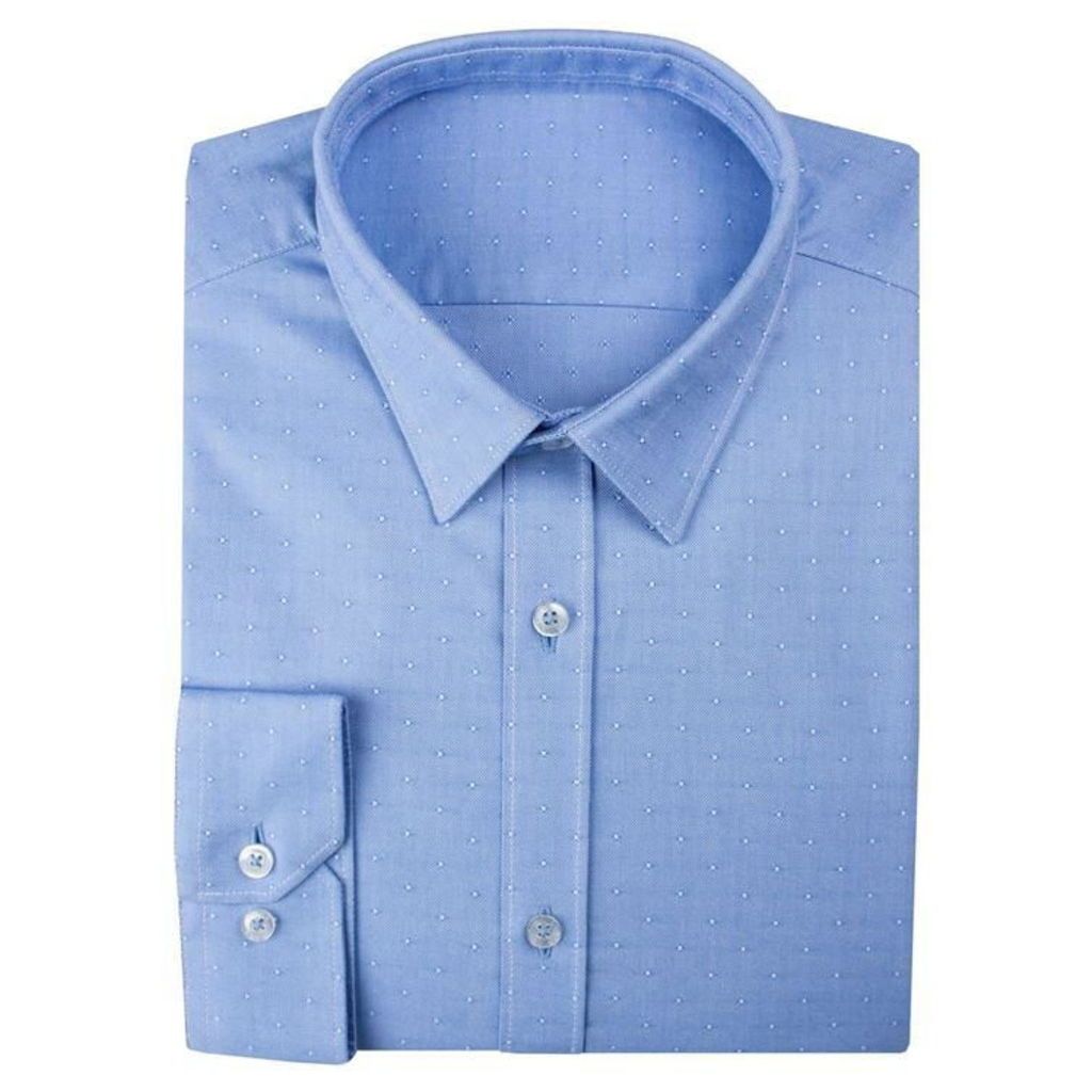 Limehaus Blue Textured Spot Forward Point Shirt
