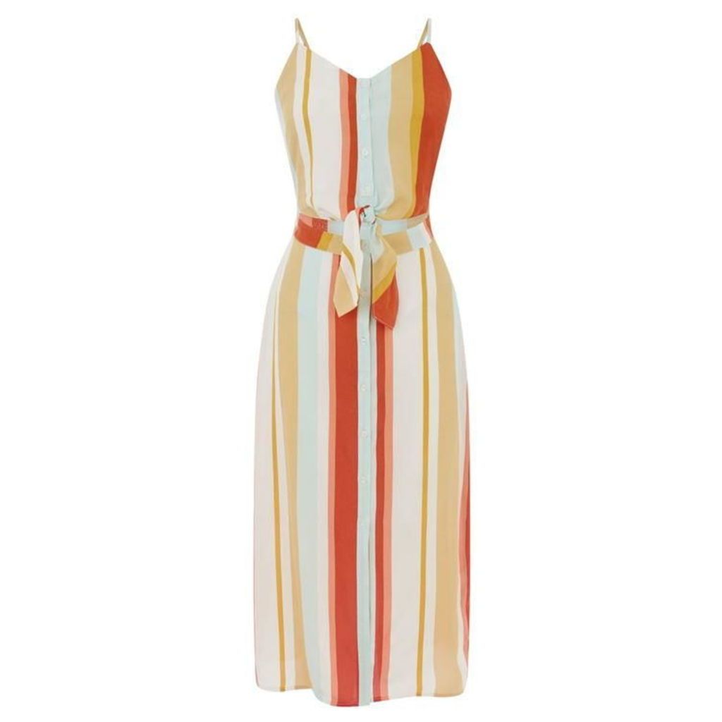 Warehouse Stripe Cutout Midi Dress