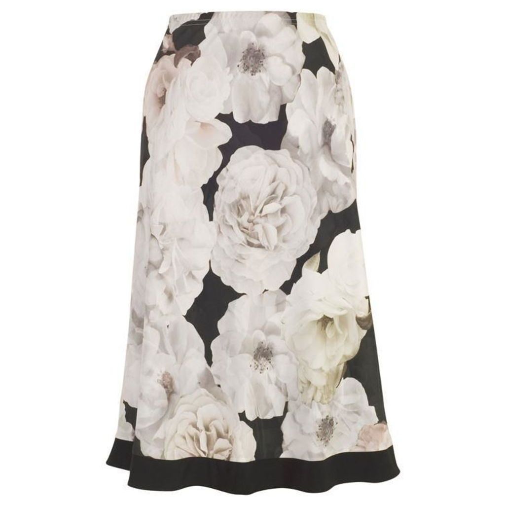Chesca Rose Print Skirt with Contrast Trim
