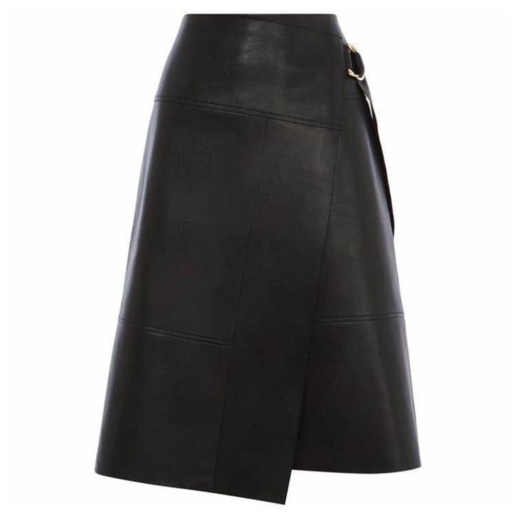 Karen Millen Faux-Leather Wrap Skirt
