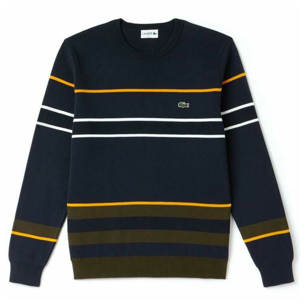 Lacoste Crew Neck Striped Milano Cotton Sweatshirt