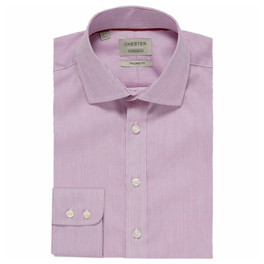 Chester Barrie Hairline Stripe Tailored Fit Shirt Purple