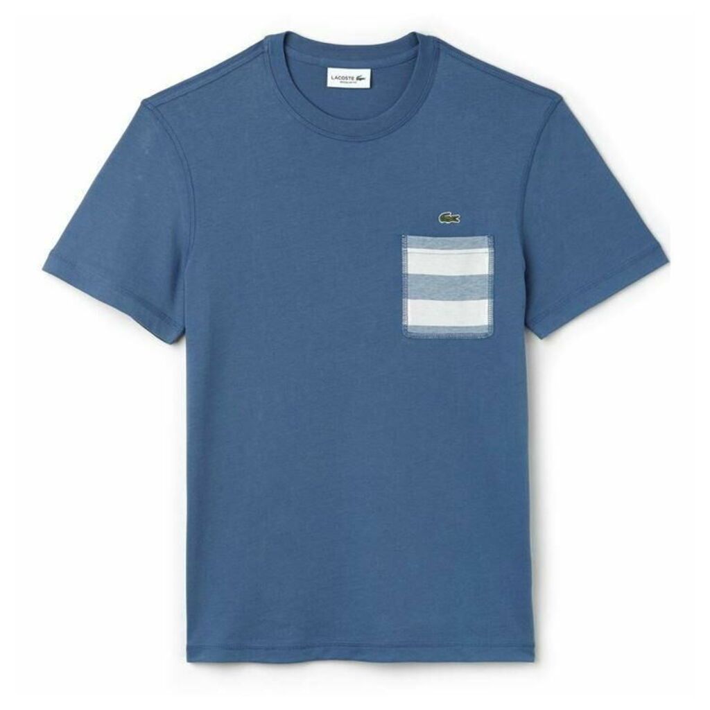 Lacoste Crew Neck Striped Pocket Cotton Jersey T-Shirt