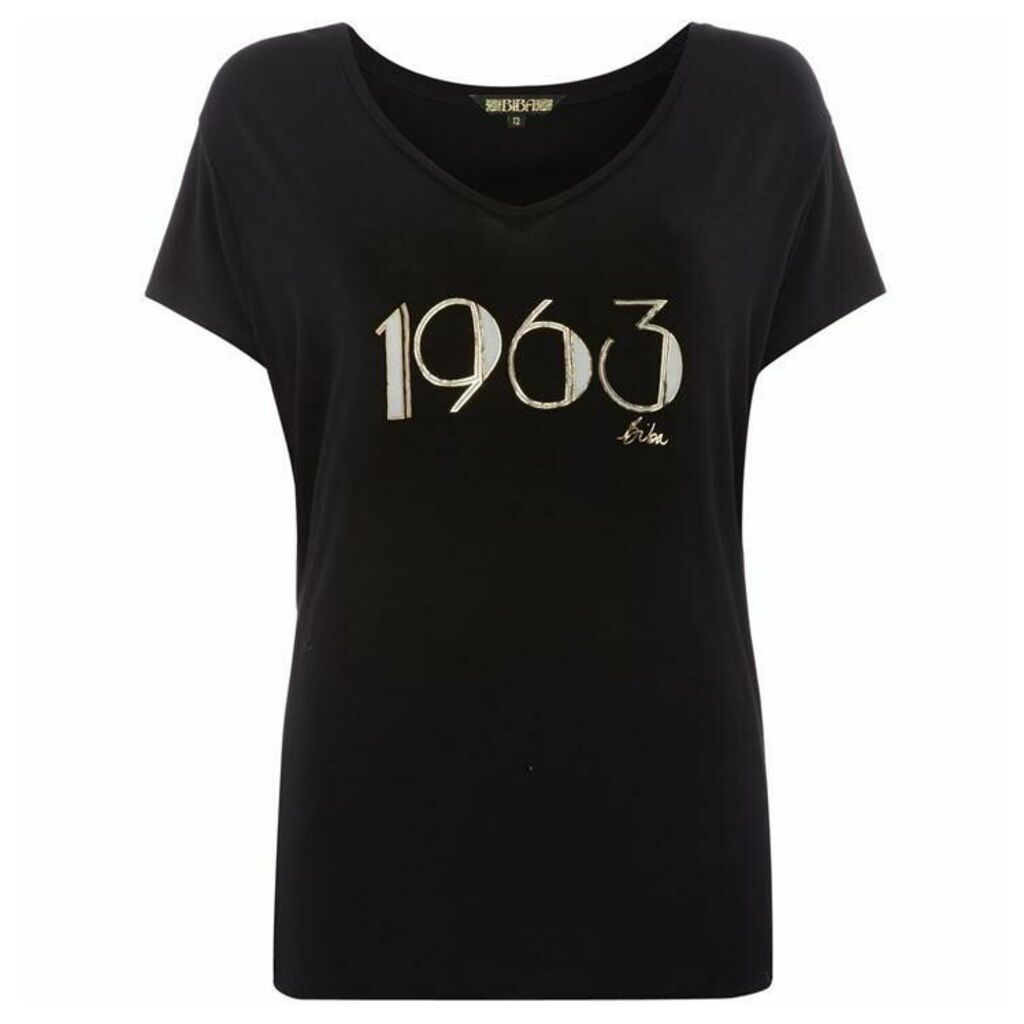 Biba 1963 slogan relaxed v neck tee