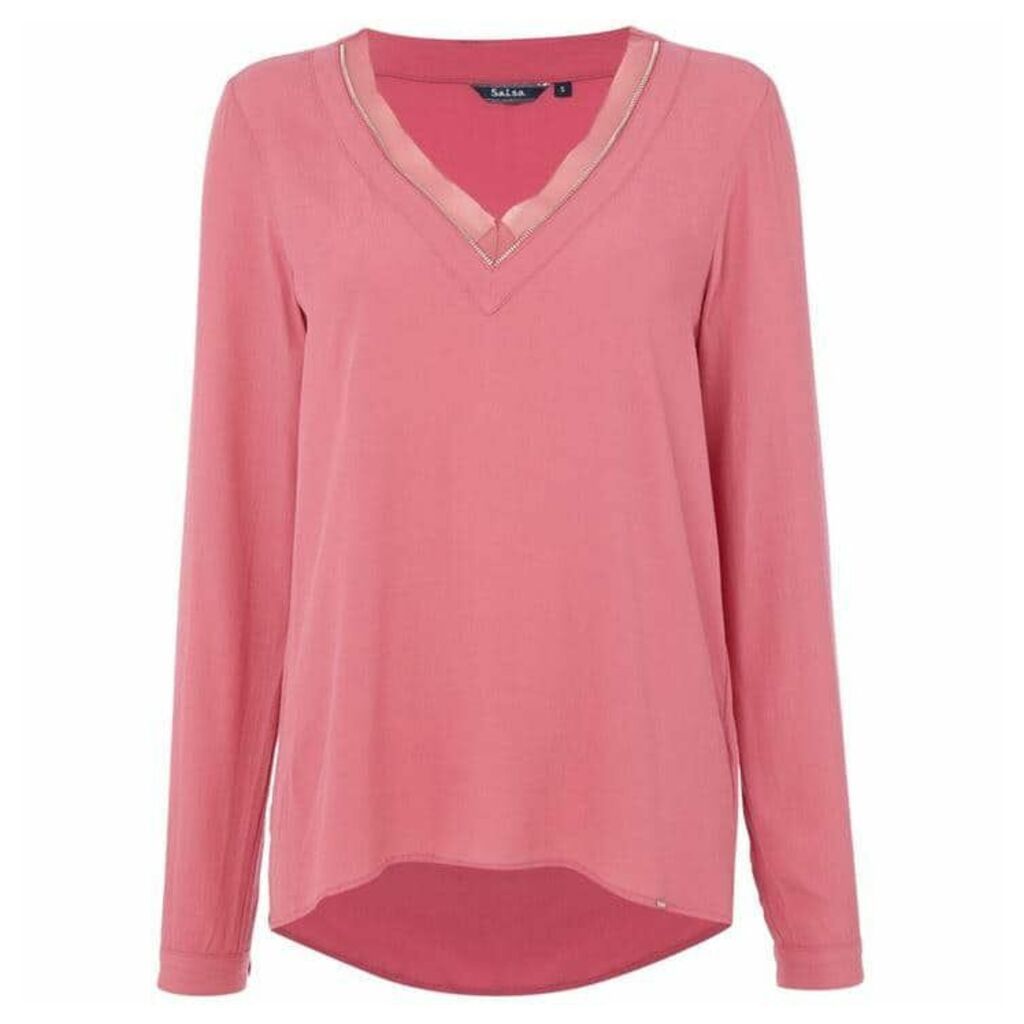 Salsa Long sleeve v neck tunic in pink