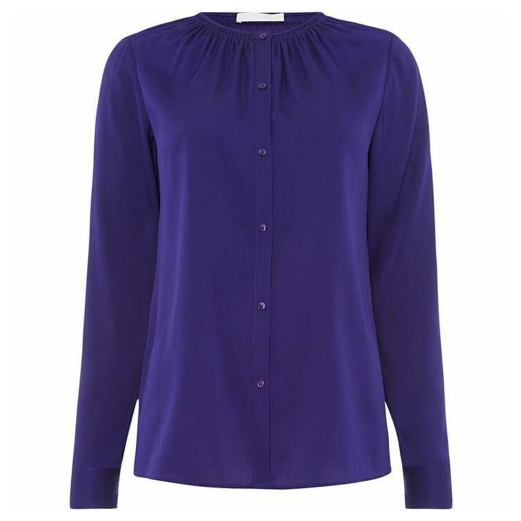 Boss Button blouse with ruched neckline