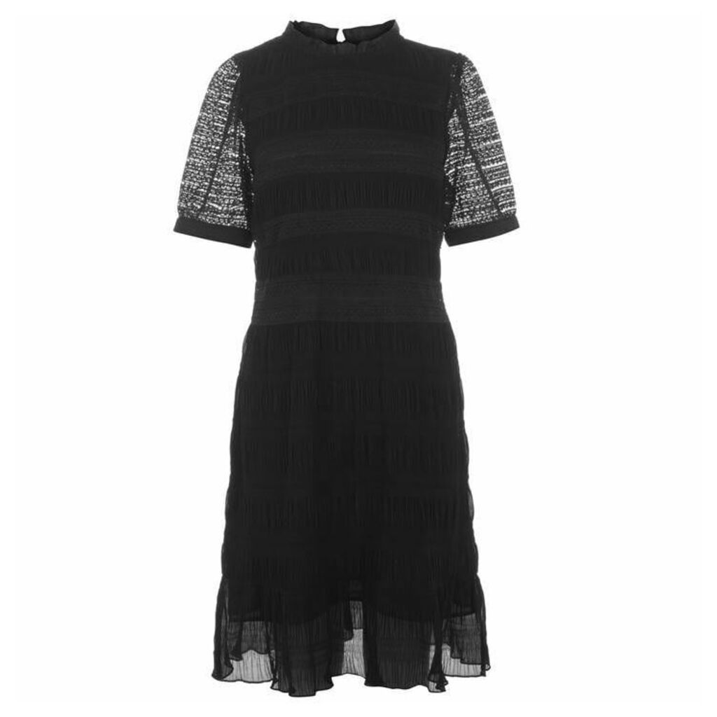 Velvet Short Sleeve Dress - Black