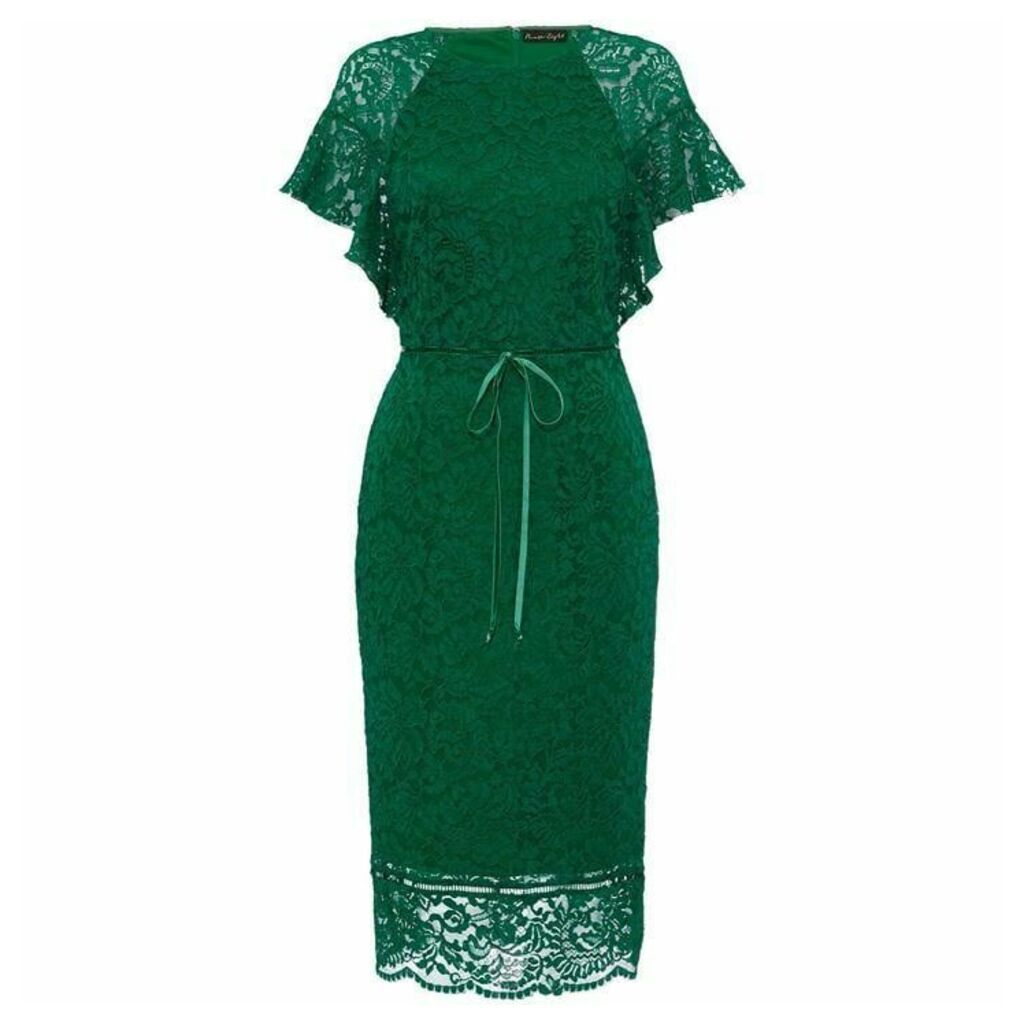 Phase Eight Ninette Lace Frill Sleeve Dress - Emerald