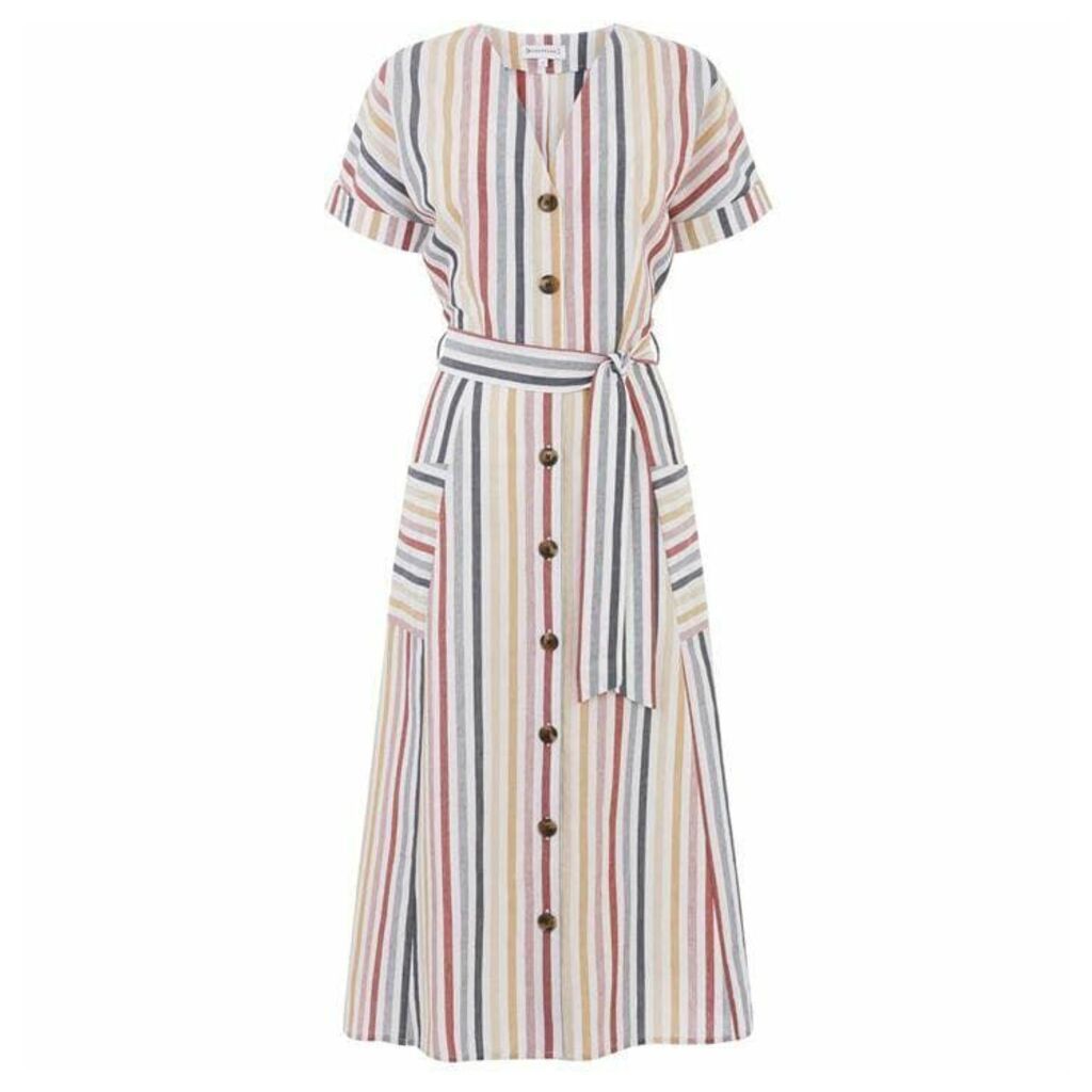 Warehouse Multi Stripe Midi Dress