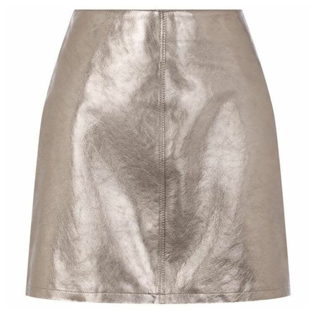Warehouse Metallic Leather Mini Skirt