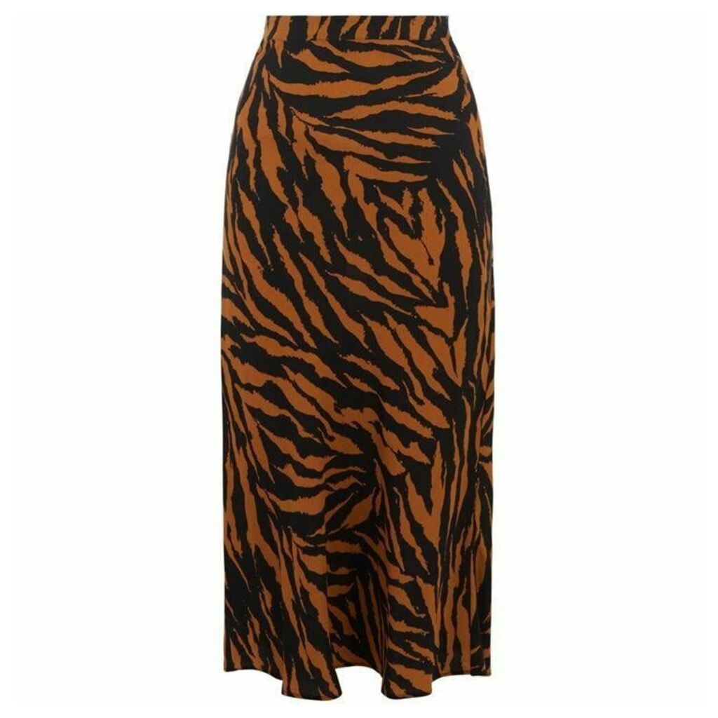 Warehouse Tiger Print Midi Skirt