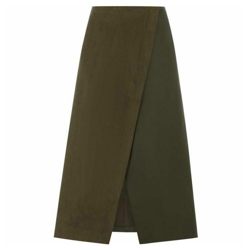 Oasis Faux Suede Patched Midi Skirt
