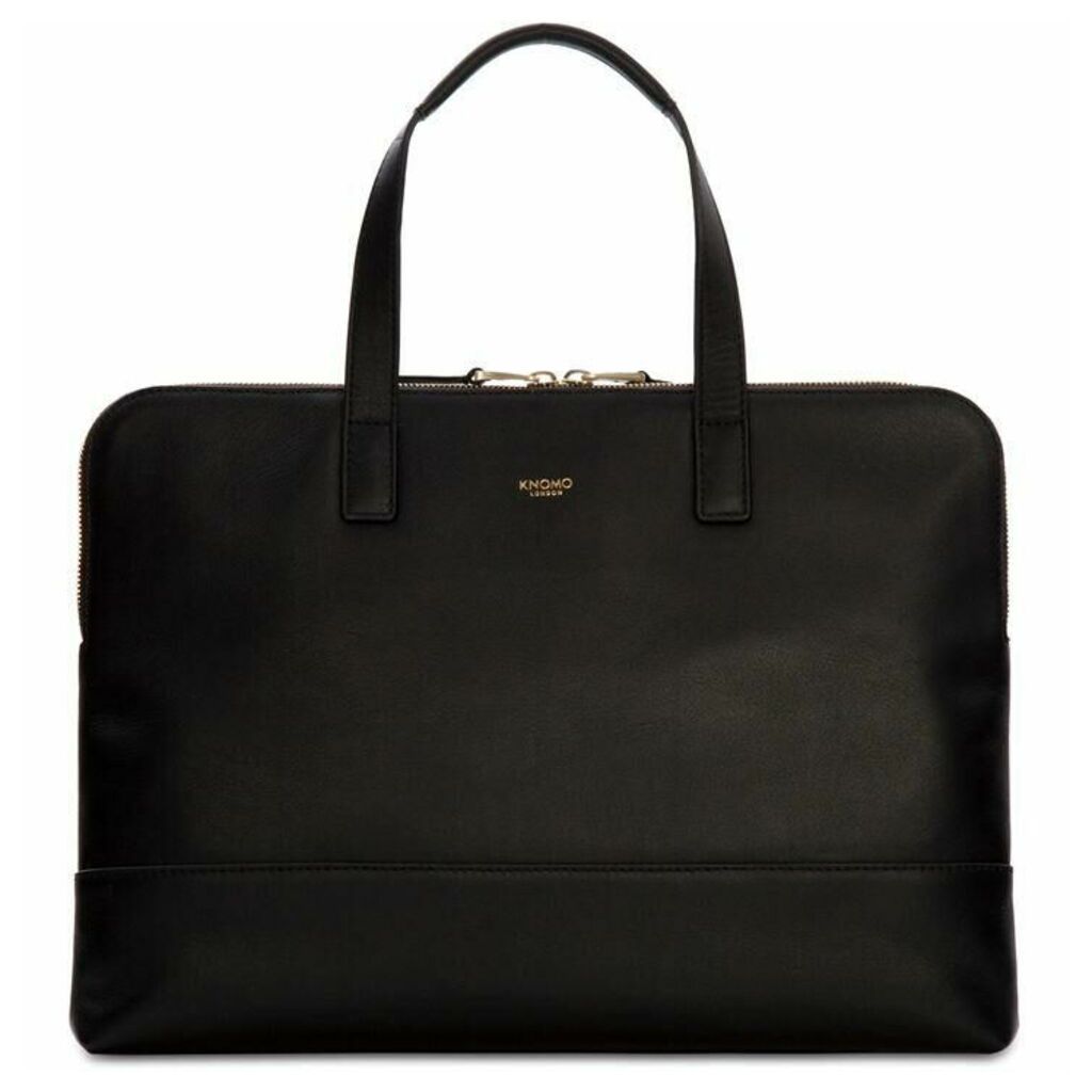 Knomo Mayfair Luxe Reeves Black Leather Briefcase 14