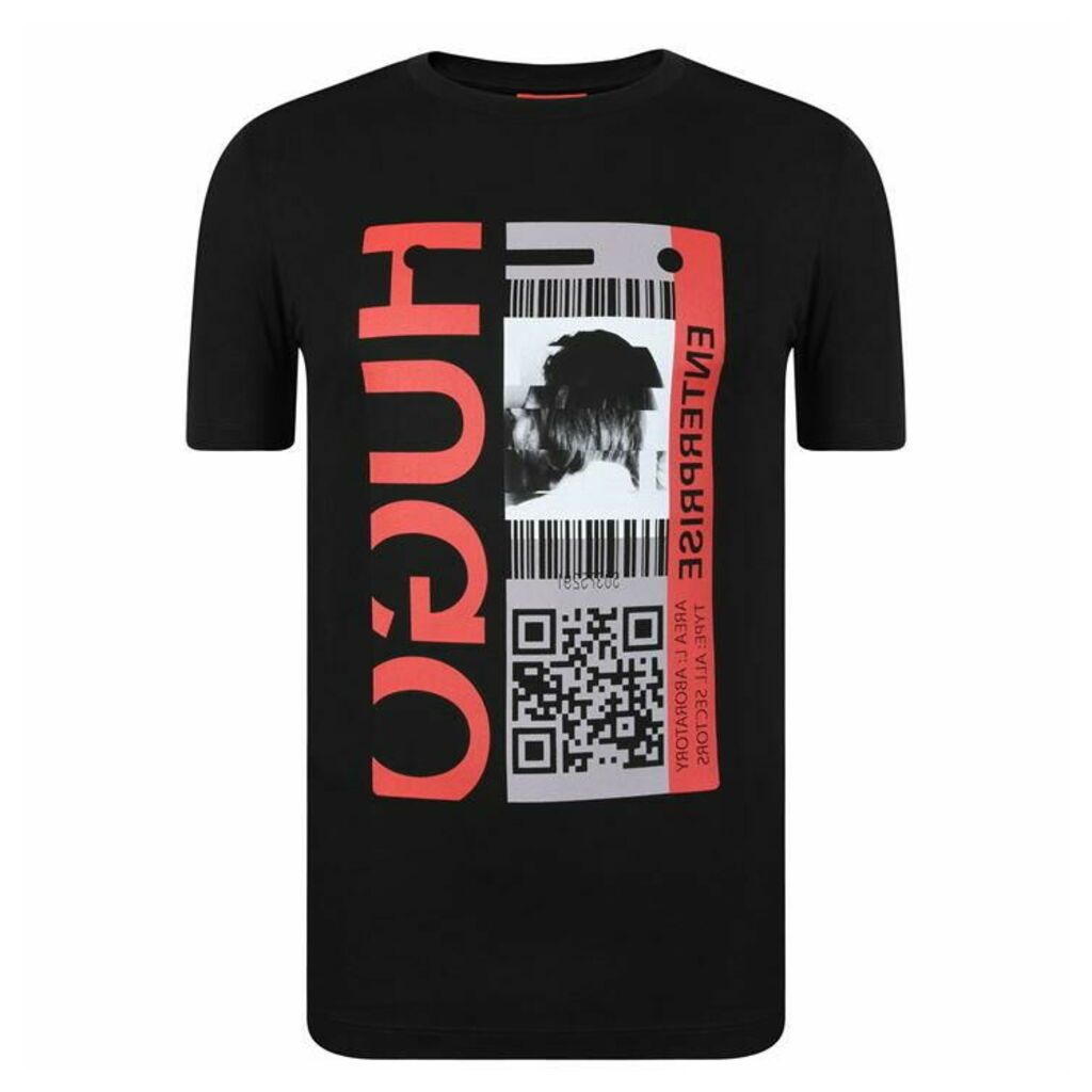 HUGO Crew Neck Qr Code Graphic T Shirt