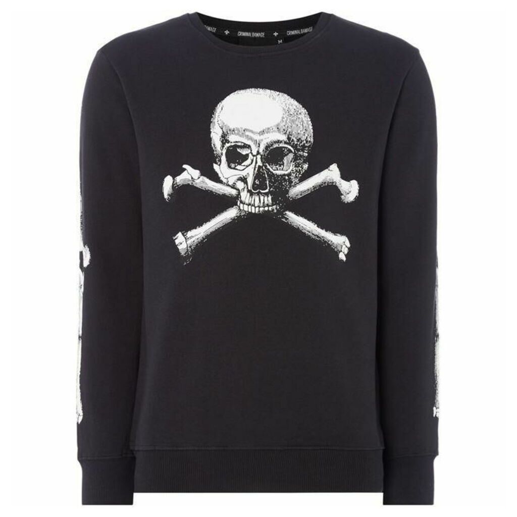 Criminal Damage Skull Printed Sweatshirt