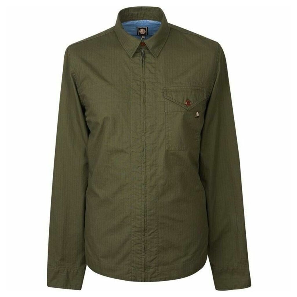 Pretty Green Zip Front Shirt With Back Print