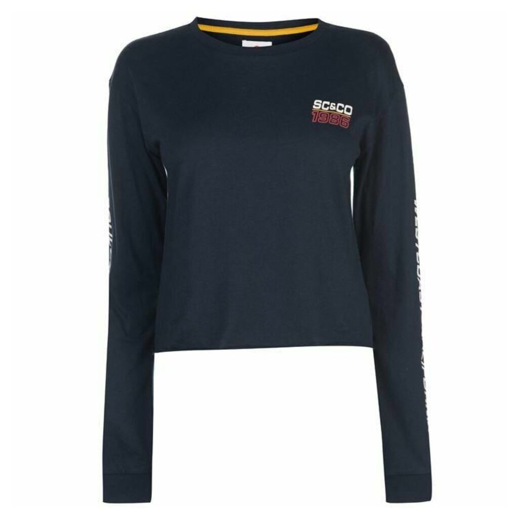 SoulCal Deluxe Long Sleeve Brand T Shirt - Navy