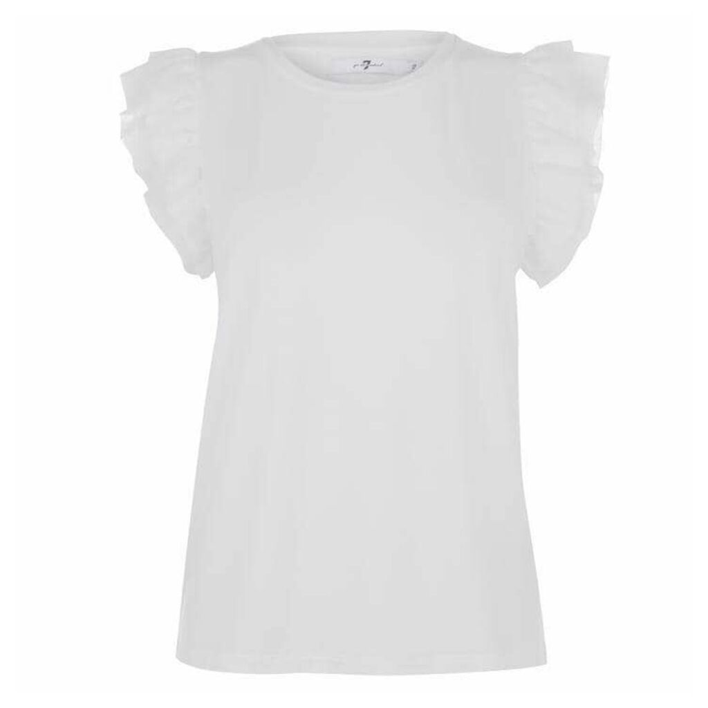 7 For All Mankind Ruffle Sleeve T Shirt