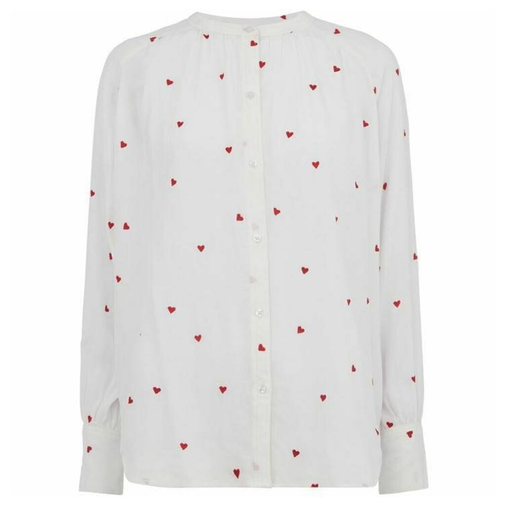 Whistles Heart Embroidered Blouse