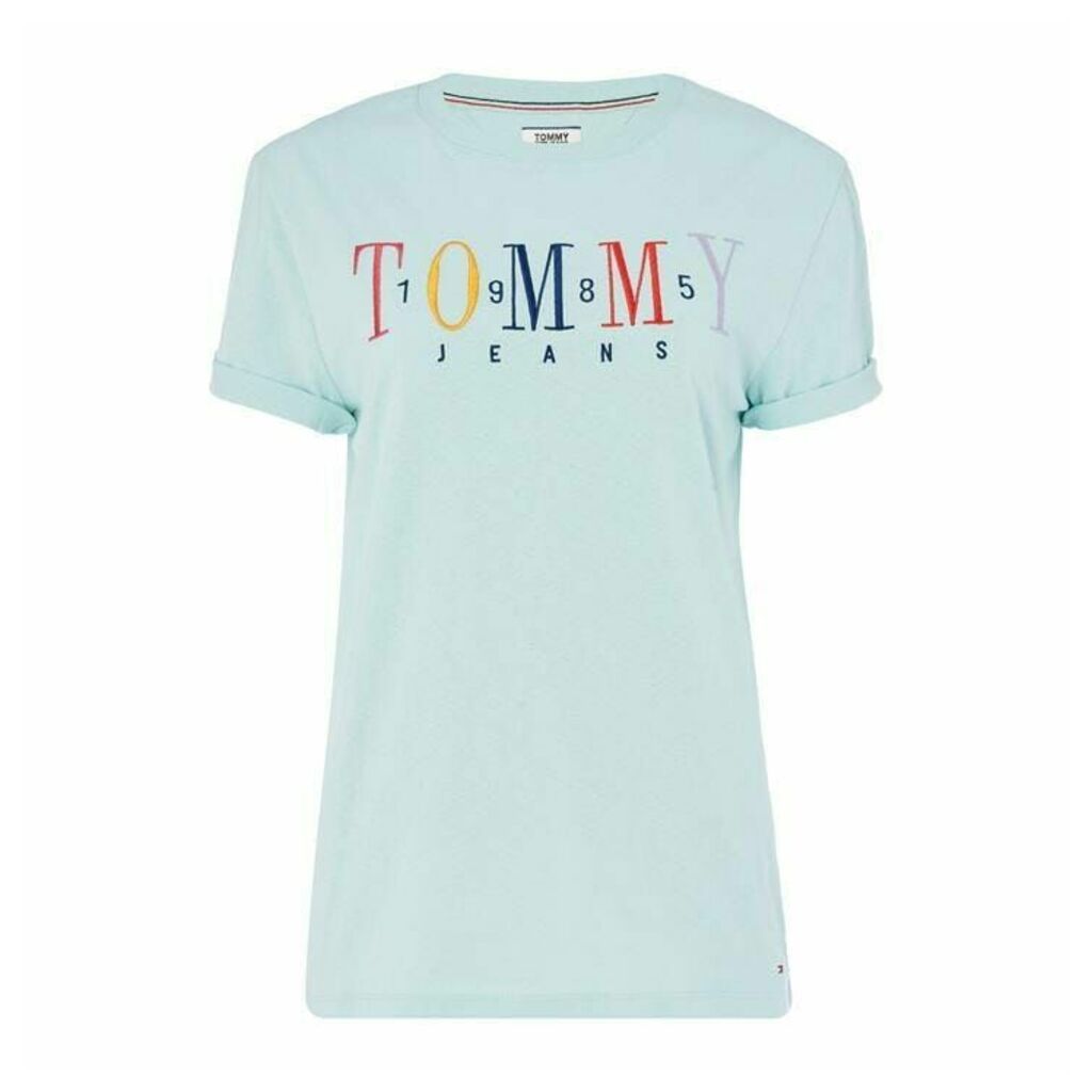 Tommy Jeans 1985 Embroidered T Shirt - Canal Blue
