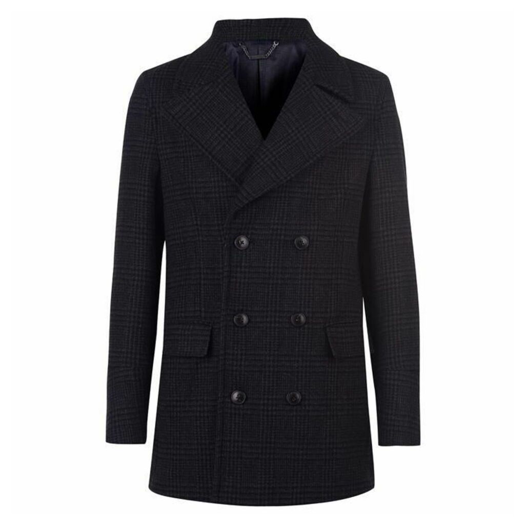 Kenneth Cole Pavillon Checked Double Breasted Coat