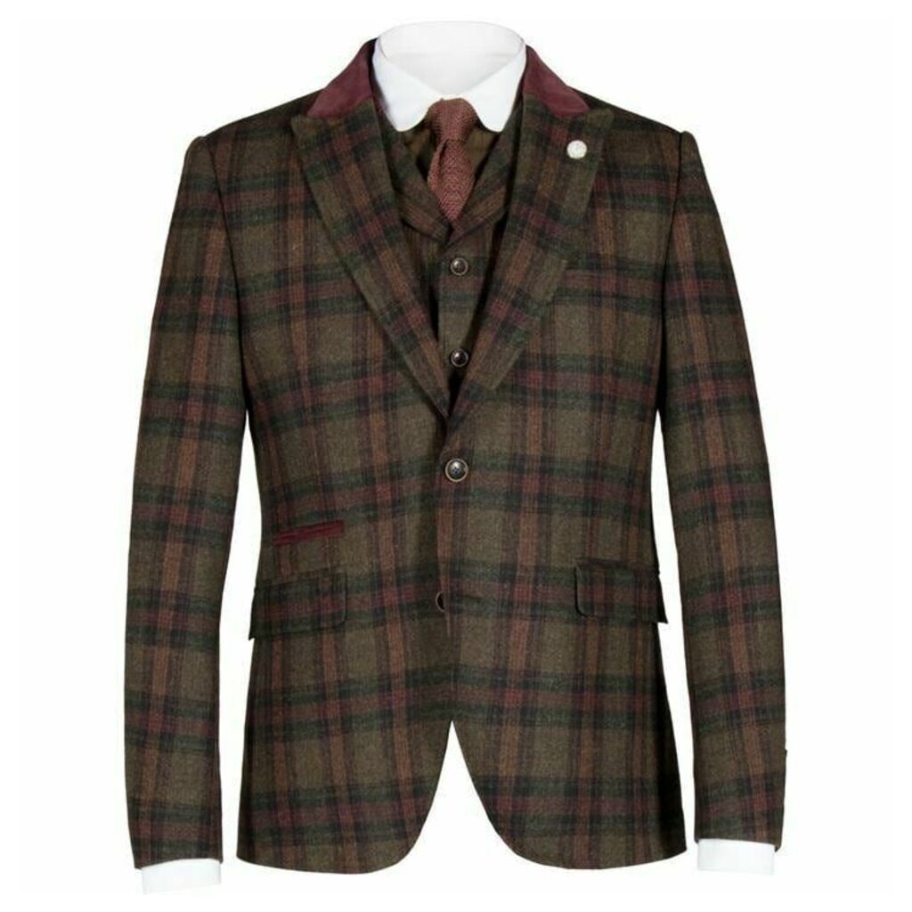 Gibson Green and Burgundy Check Jacket