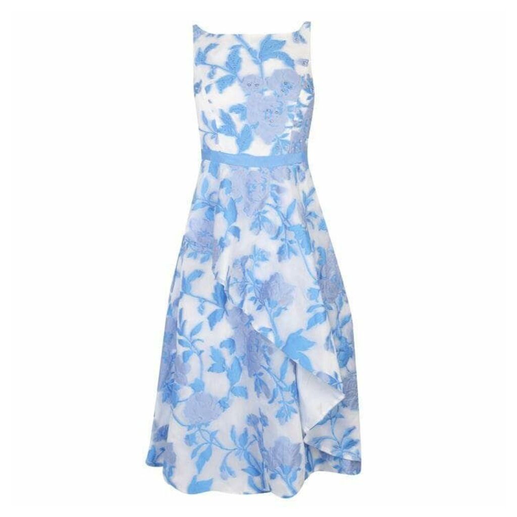 Adrianna Papell Organza Floral Dress - SKY BLUE MULTI