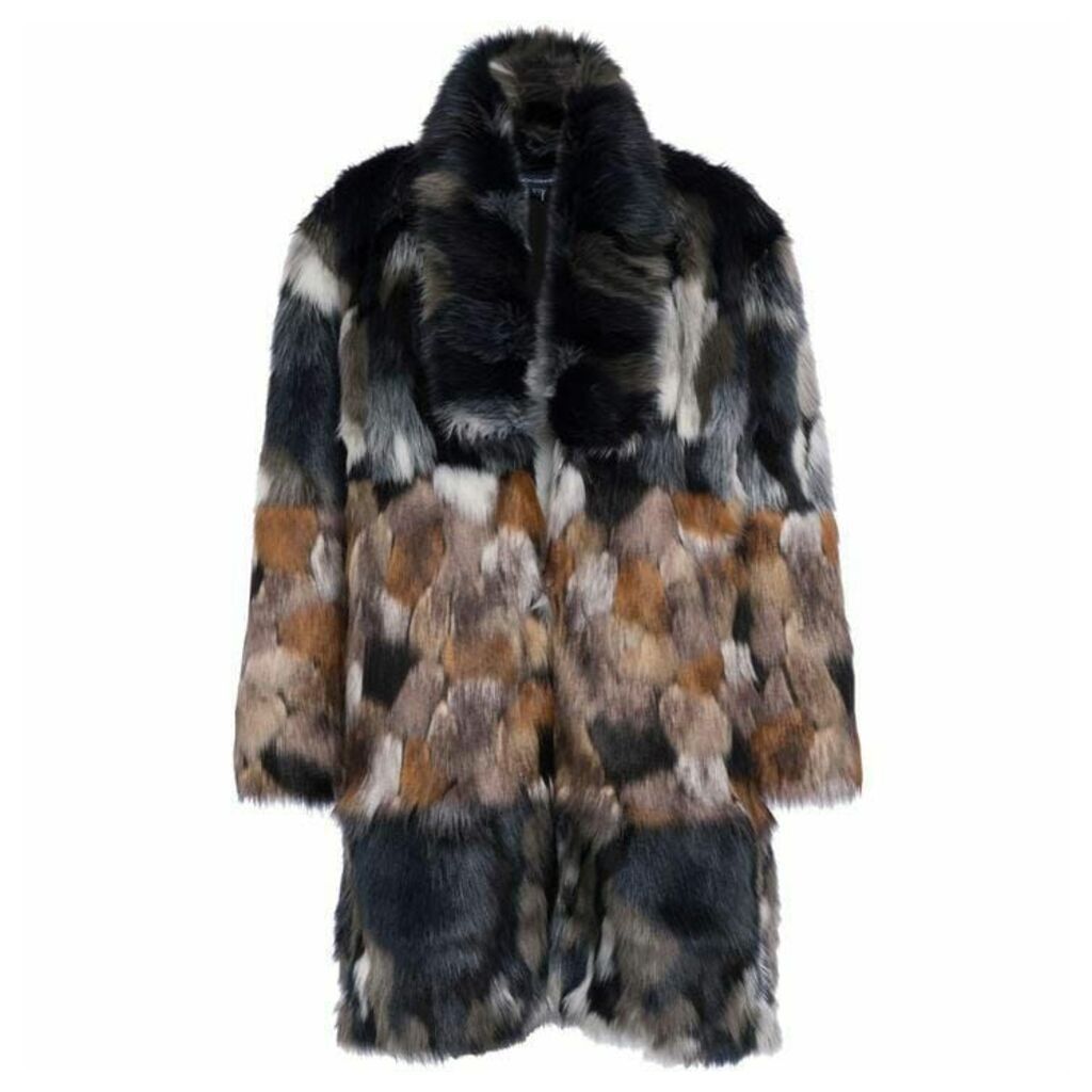 French Connection Golda Faux Fur High Collar Coat